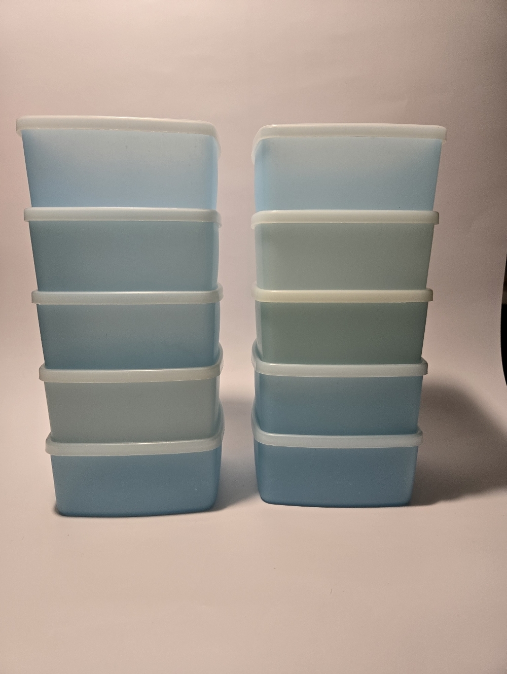 Vintage Tupperware Stack of 10 Light Blue Plastic Food Storage Containers